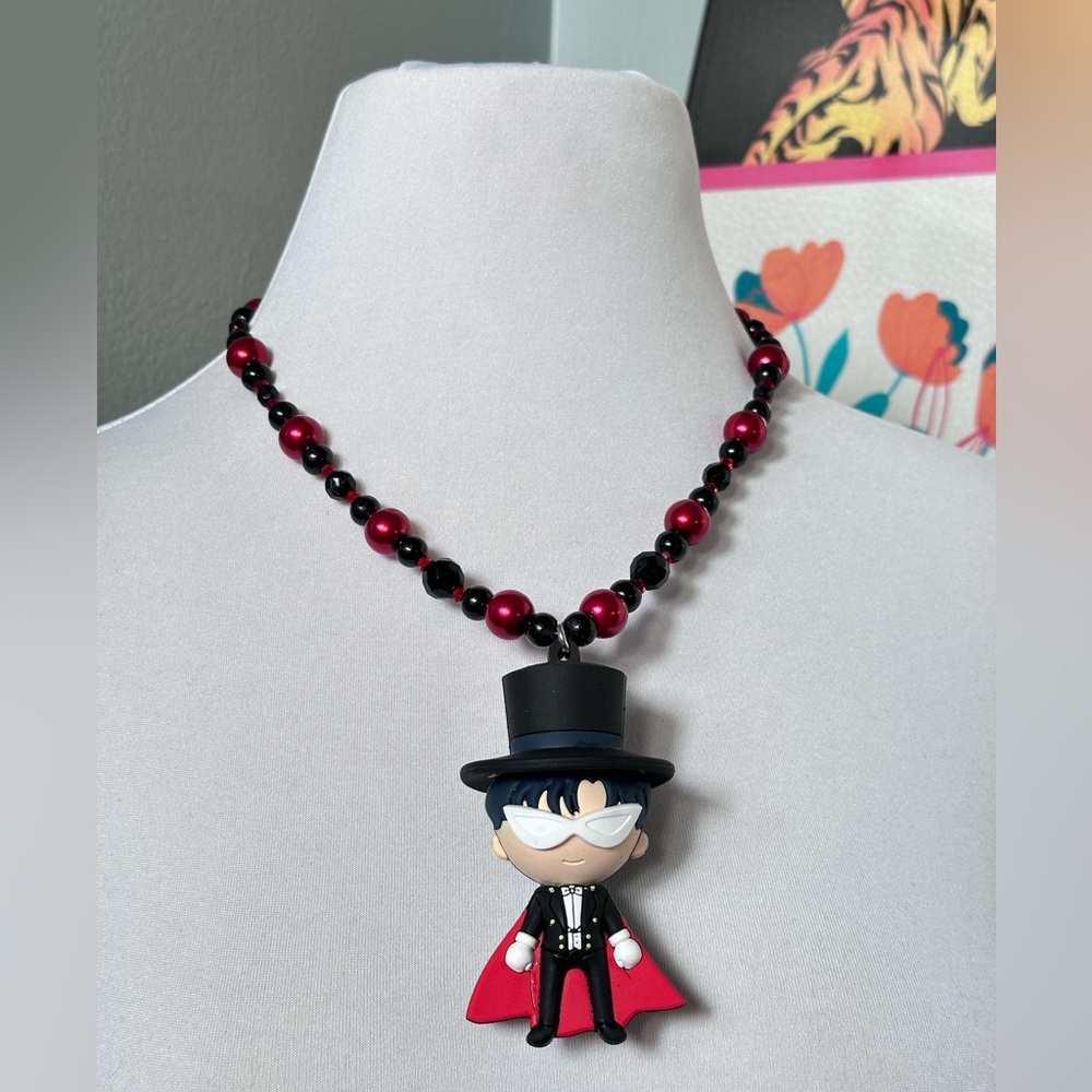 Kids Tuxedo Mask Necklace - Red and Black